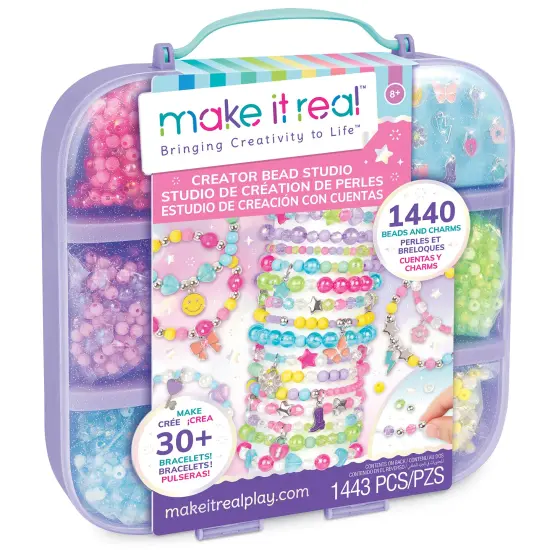 Make It Real: Creator Bead Studio - 1443 pc, DIY Bracelet Kit, Beads & Charms, Design & Make 30+ Bracelets, Jewelry Craft, Carry Case, Girls & Kids 8+ {1}