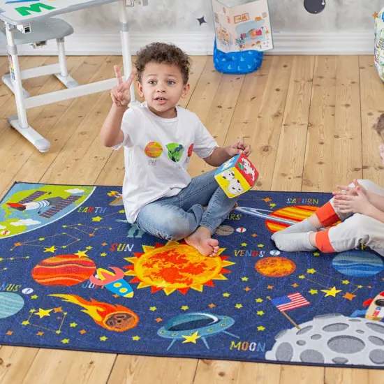 KC Cubs: Educational Rug: Solar System Map - 3x5' Playmat - Interactive Outer Space Play, Activity Area Carpet, Bedroom-Classroom, Baby-Toddler-Kids {4}