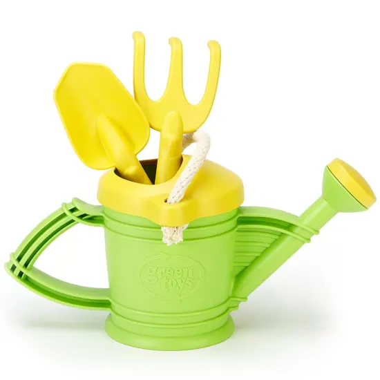 Green Toys: Watering Can - Green - 3pc Tool Set, Hand Rake & Shovel, Rope Handle Can, Garden-Beach-Outdoor Play, Recycled Material, Kids-Toddler 18mo+ {6}