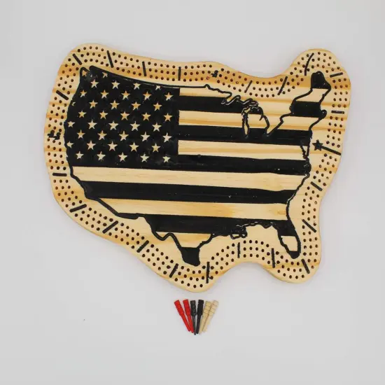 Albertville Design United States Cribbage Board - Handmade and Carved - USA Traditional Board, Makes a Great Gift {5}