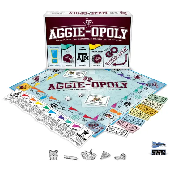 Late For The Sky: Aggie-Opoly - Texas A&M University Themed Family Board Game, Opoly-Style, Traditional Play Or 1 Hr Version, Ages 8+, 2-5 Players {6}