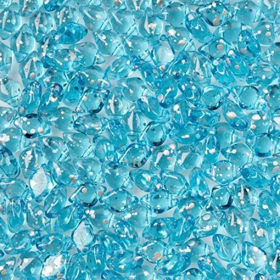 Matubo 2-Hole Czech Glass Silver Splash Gemduo Beads, 50g Aquamarine {1}