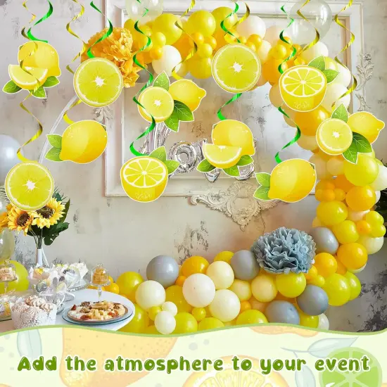 40 Pcs Lemon Party Decorations Lemon Hanging Swirl Decorations Citrus Lemonade Party Hanging Decor for Boy Girl Baby Shower Kids 1st Birthday Summer Fruit Theme Party {3}
