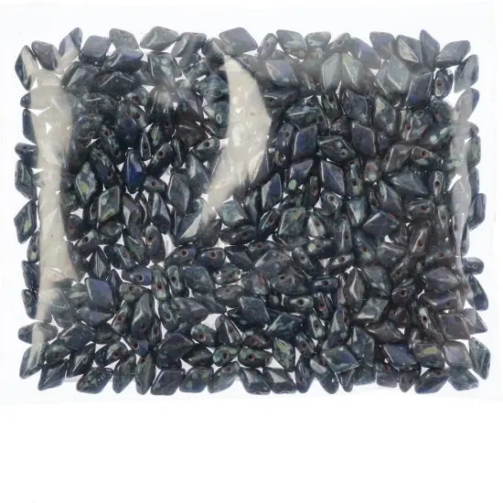 Matubo 2-Hole Czech Glass Opaque Travertine Dark Gemduo Beads, 50g Blue {2}