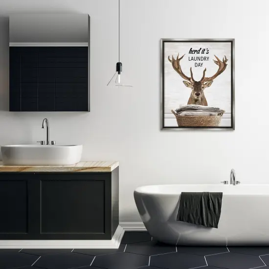 Stupell Industries Herd It's Laundry Day Elk Floating Frame Design by Lettered and Lined {2}