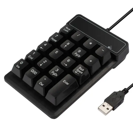 Insten USB Numeric Keypad, Portable Mini Wired Numpad, 19 Keys Accounting Number Keyboard Extension, For Laptop Desktop Computer PC, Black {1}