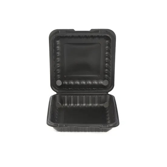 Northlight 150-Count Single Compartment Hinged Black Meal Prep/Take Out Containers - 9" {5}