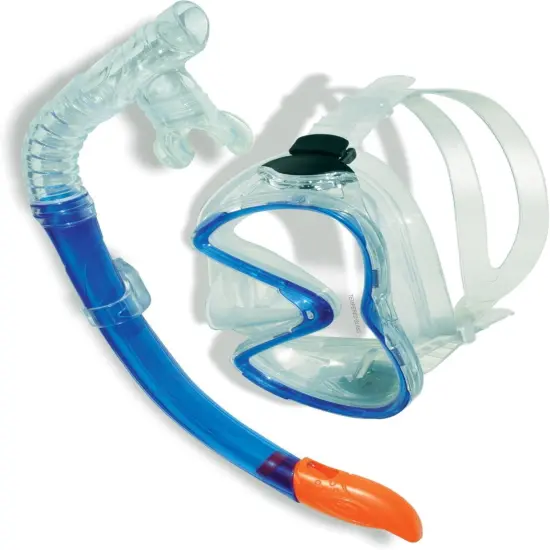 Swimline Adult Mask and Dry Top Snorkel with Purge Valve Silicone Scuba Set - 16" Blue {3}