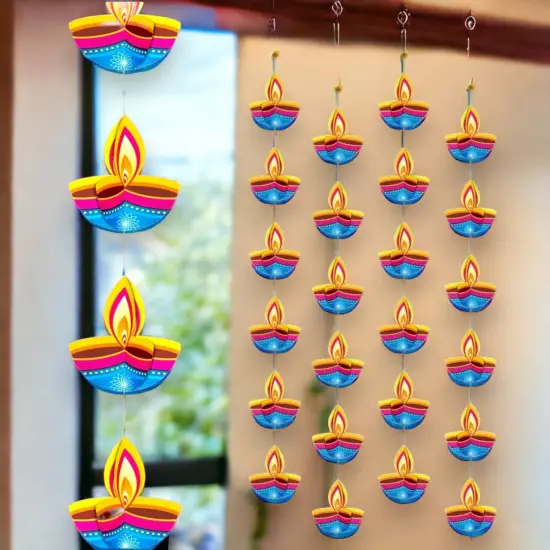 4ct Paper Diya Diwali Hanging Strings, Diwali Decoration, Diwali Decor, Diwali Decorations, Diwali Party, Deepawali Hanging, Diwali Garland {2}