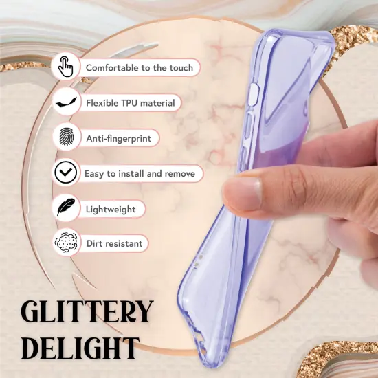 Insten Glitter Case Compatible with iPhone 12 Pro / iPhone 12 Case 6.1 Inch, Soft TPU Sparkle Protective Cases, Shock Absorption, Crystal Clear Purple Bling Shinny Slim Cover for Women Girls {4}