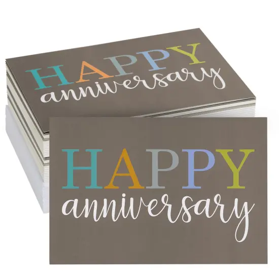 36 Pack Happy Anniversary Cards with Envelopes for Work, Wedding, Employees, 6 Designs (Blank Inside, 4x6 In) {7}