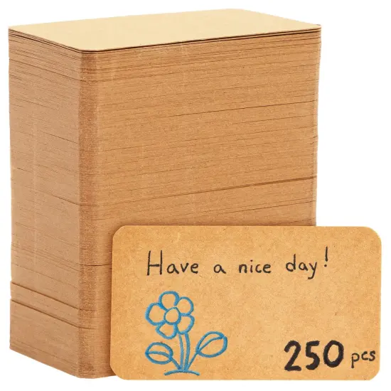 250-Pack Blank Index Cards, 2x3.5 in Flashcards for Studying, Small Kraft Paper Cardstock for Making Business Cards, Playing Cards, Gift Tags, Crafts, Bulk Pack, Brown {1}