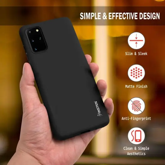 Matte Black Soft Flexible TPU Ultra Slim Phone Case Skin, Anti-Scratch Shockproof Compatible with Samsung Galaxy S20 Plus 6.7" / S20+ 5G by Insten {6}