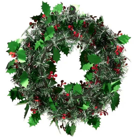 Juvale 3 Pack Mini Green Tinsel Christmas Wreaths for Front Door, 11.8 x 11.8 Inches Christmas Wreath, Holiday Decorations for Door, Windows and Cabinets {6}