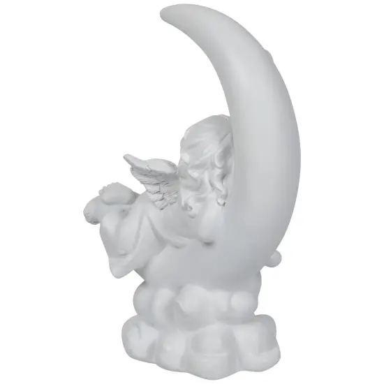 Northlight Girl Cherub Laying on Crescent Moon Statue - 7.25" White {6}