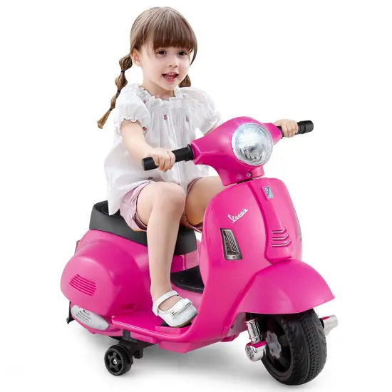 Plastic Licensed Kids Ride-On Motorcycle Vespa with LED Headlight and Horn Sound Pink {4}