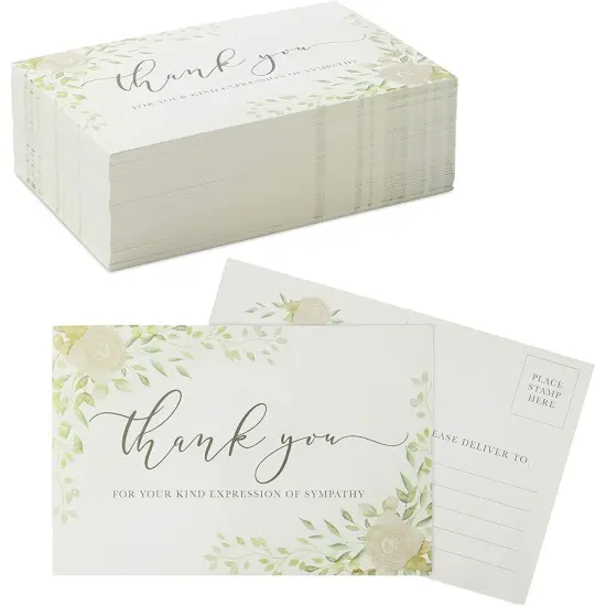 100-Count Thank You Cards for Funeral, Sympathy Blank Postcards, 4" x 6" White {1}