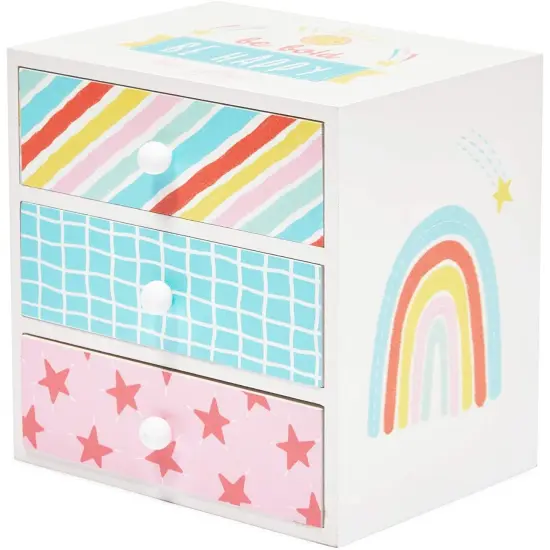Wooden Kids Jewelry Box with Drawers for Girls, Be Bright, Be Bold, Happy, Be You (6.1 x 4.5 In) Multicolor {6}