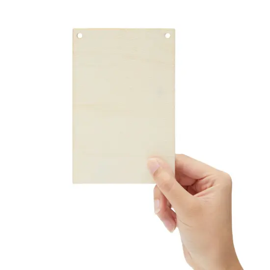 50 Pack Unfinished Wood Plaque Blanks with Jute String for Crafts, DIY Party Banners, Wooden Pennants, Blank Wooden Signs for Crafts, Art Projects (3.75 x 5.75 In) Brown {6}