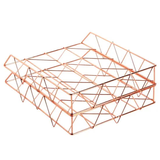 2 Pack Metal Rose Gold Desk Organizer, Paper, Letter, File and Document Holder (10 x 12 In) {7}