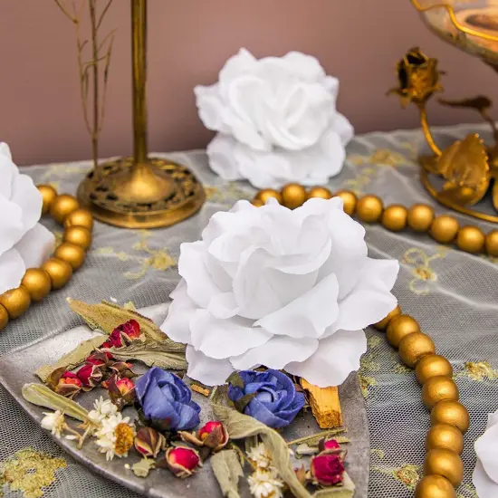 Rose Flower Heads, Artificial Flowers for Decor and DIY Crafts (White, 60 Pack) {3}