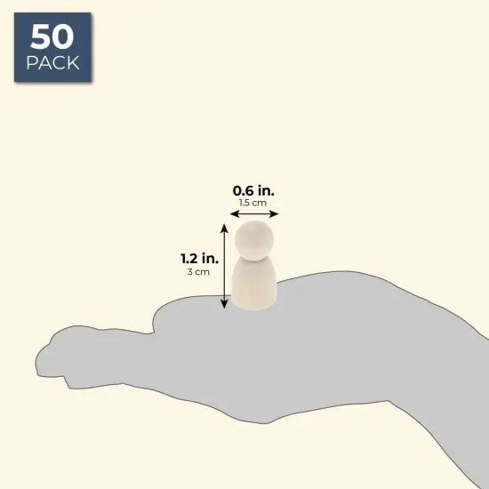 Wood Peg Dolls, Wooden Figures (1.1 Inch, 50-Pack) White {2}