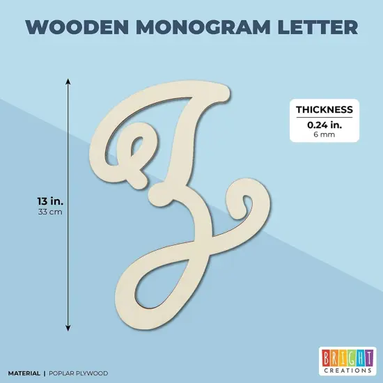 Wooden Monogram Alphabet Letters, Decorative Letter Z (13 Inches) Brown {2}