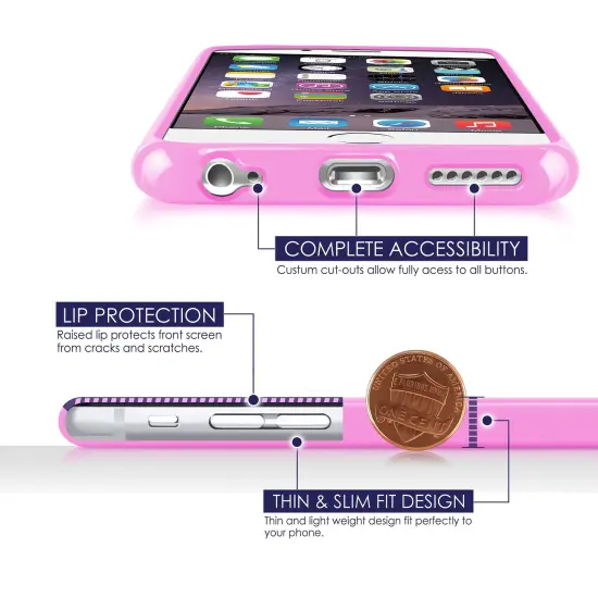 Insten Light Pink Jelly TPU Slim Skin Gel Rubber Cover Case for iPhone 6 6S 4.7" inches {3}