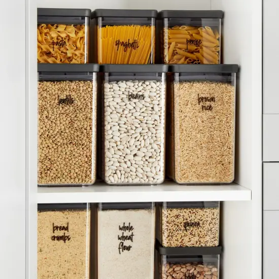 Talented Kitchen 375 Clear Pantry Labels for Containers - Preprinted Black Script Kitchen Stickers for Organizing Food Containers, Jars, Storage Canisters, and Bins (Water Resistant) {3}