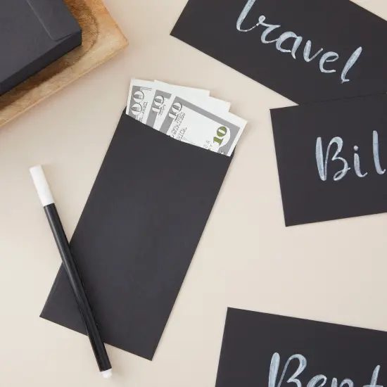 Okuna Outpost 100 Pack Black Money Envelopes for Cash - 100 GSM Kraft Paper - Money Saving Challenges Envelopes for Currency & Coins (3.5x6.5 in) {2}