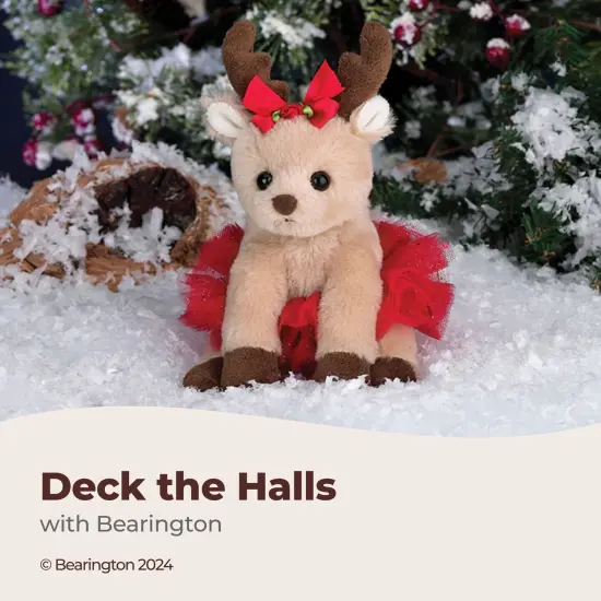 Bearington Darling Dancer Ballerina Reindeer Stuffed Animal, 7 Inch Stuffed Reindeer Christmas Doll, Ideal Christmas Plush Toy Gift for Toddlers, Kids & Teens, For Ages 3-14 Red {3}