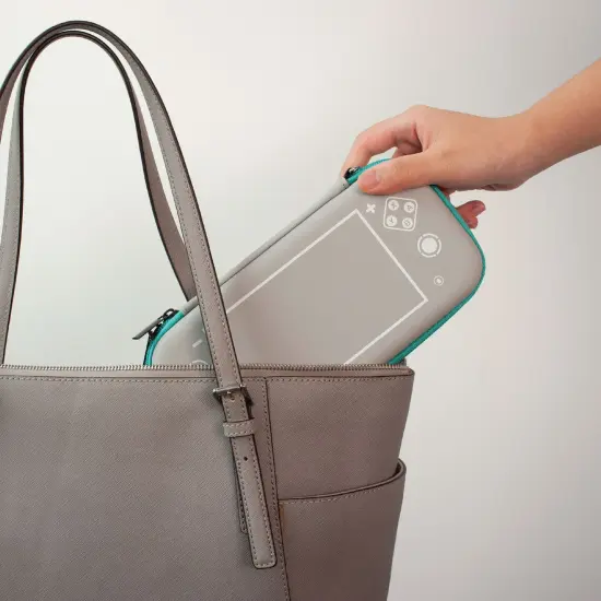 Insten Carrying Case For Nintendo Switch and OLED Model with 10 Game Card Slots and Accessories Pocket, Protective EVA Hard Travel Pouch for Girls Boys, Gray/Green Grey {2}