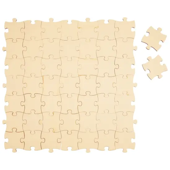 50 Blank Wooden Puzzle Pieces for Crafts, DIY Art Projects, 3x3.5" Unfinished Freeform Jigsaw Wood Puzzles to Draw On {6}