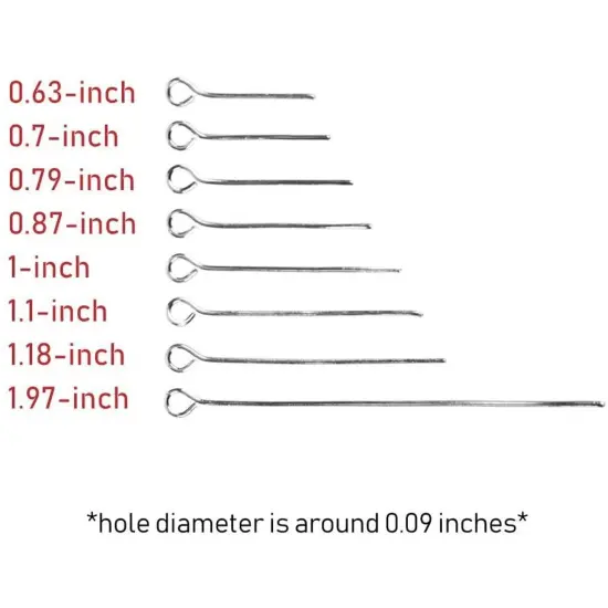 1200 Pieces Eye Pins for Jewelry Making, Bulk 20-Gauge Hooks for DIY Earrings, 8 Assorted Lengths (Silver) {6}