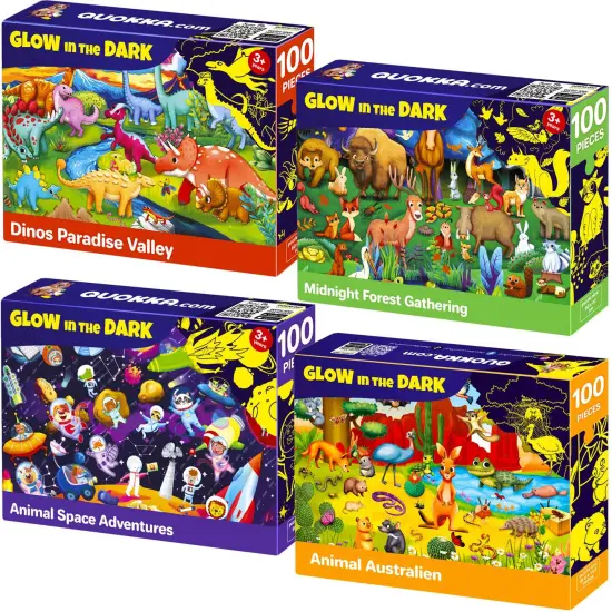 100 Piece Glow in The Dark Puzzles for Kids |Space, Dino {1}