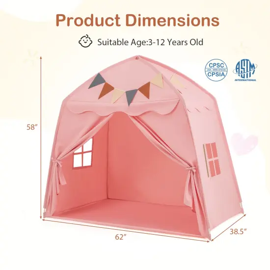 Blue Polyester Kids Play Tent Bed Tent with String Lights, Extra Large Playhouse Tent for Indoor & Outdoor Fun Pink {4}