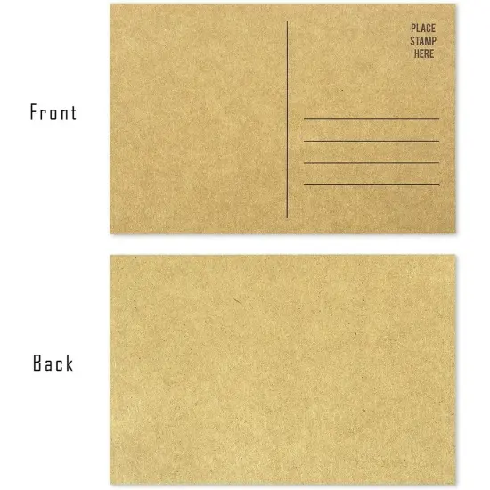 Set of 50 Brown Kraft Paper Blank Cardstock Postcards Pack - Self Mailer Mailing Side Postcards Bulk 50 Pack Postage Saver - 4 x 6 Inches {5}