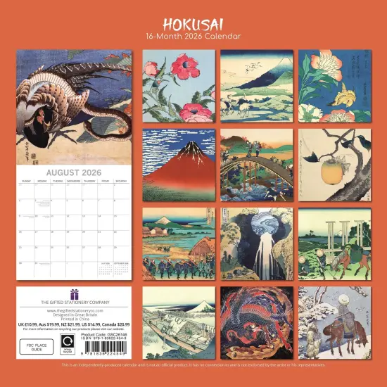 The Gifted Stationary 2026 Square Wall Calendar, Hokusai, 16-Month Arts & Antiques Theme Hanging Calendar with 180 Reminder Stickers, Month Planner for Home or Creative Spaces, 12x12 In Multicolor {4}