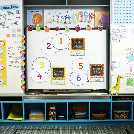 48 Pack Dry Erase Speech Bubble Cutouts for Bulletin Boards, Classroom Teaching Supplies, Available in 2 Designs, Solid and Dotted Outline, Laminated Erasable (9 x 8 Inches) {5}