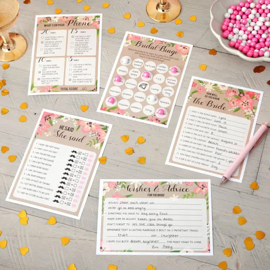Set of 5 Bridal Shower Games for Engagement Celebrations, Bridal, Bachelorette, Anniversary, Wedding Party, Entertains 50 Guests {3}