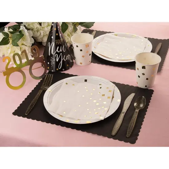 144 Pack Gold Glitter Plastic Silverware for Wedding Party Supplies, Cutlery Includes Forks, Spoons, and Knives (Serves 48) {7}