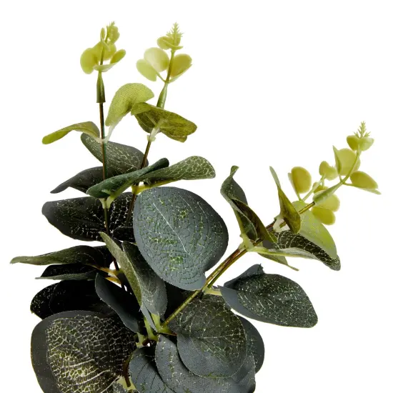 White Roses Flower Vase, Silk Artificial Flowers Arrangement with Ceramic Pot (6.3"D x 6.2"W x 12"H) {5}