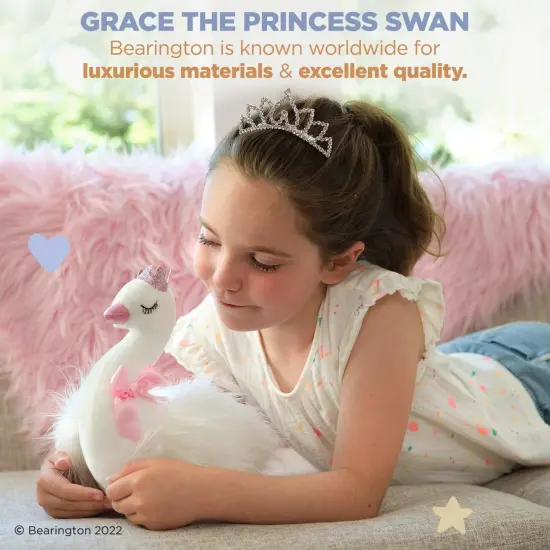 Bearington Grace Princess Swan Plush Stuffed Animal with Crown, 8 inches White {4}