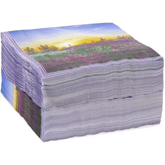 Sunrise Paper Napkins for Garden Party, Birthdays (6.5 x 6.5 In, 150 Pack) Purple {4}