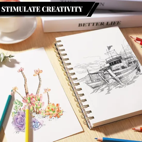 Sketch Book with 12 Color Pencil Set, 100 Sheets Spiral Sketchbook for Drawing (68lb/100gsm), Acid-Free Sketch Pad for Kids Artist, Art Paper Drawing Supplies {3}