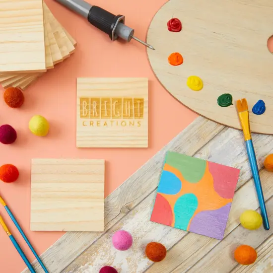 15 Pack Unfinished 4x4 Wood Squares for Crafts, Blank Wooden Tiles for Burning, Engraving, DIY Coasters Brown {2}