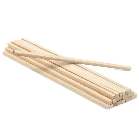 25 Pack Square Wooden Dowels for Crafting, Unfinished Hardwood Sticks for DIY Supplies (1/4 x 12 Inch) Brown {6}