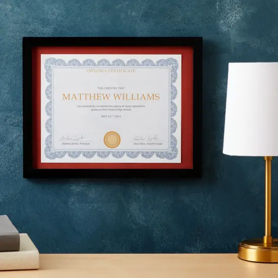 96 Sheets Navy Blue Floral Certificate Paper for Printing - Customizable Blank Cardstock with Border for Graduation Diploma, Achievement Awards, Recognition Documents (8.5 x 11 in) {3}