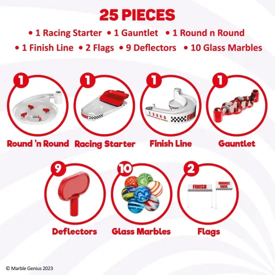 Marble Genius Marble Racing Booster Set - 10 Pieces Total (Marbles Not Included), Construction Building Blocks Toys for Ages 3-14, With Instruction App Access, Add-On Set {3}