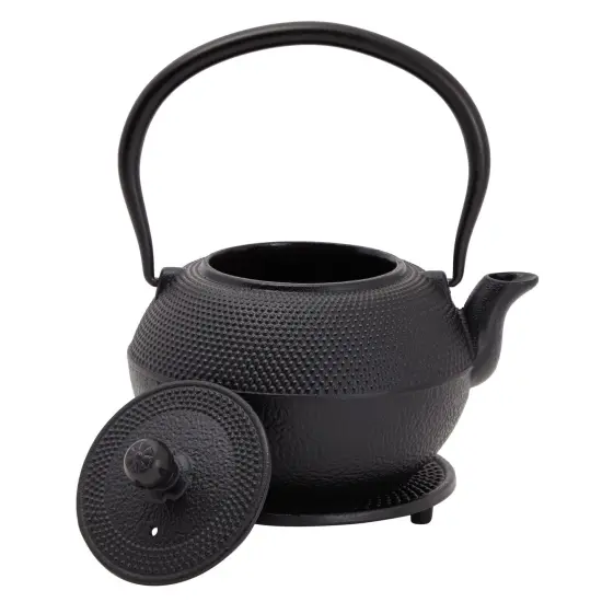 Cast Iron Teapot, Japanese Tetsubin Kettle Set with 2 Cups, Tea Infuser (1200 ml, Black) {4}